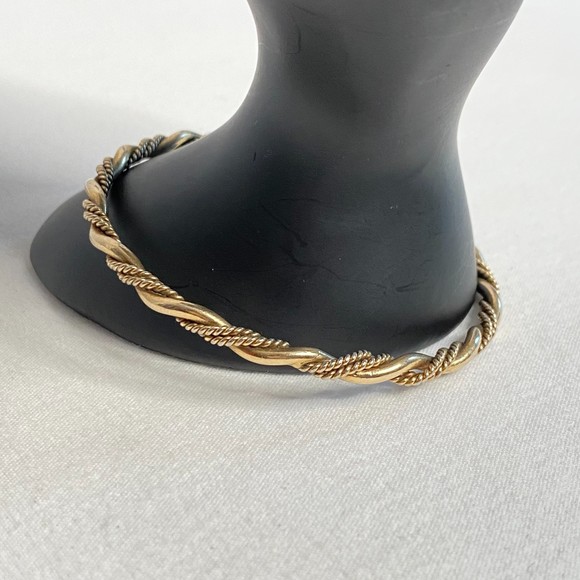 Bangle Bracelet Gold Tone Metal Three Strand Twists - Picture 2 of 6